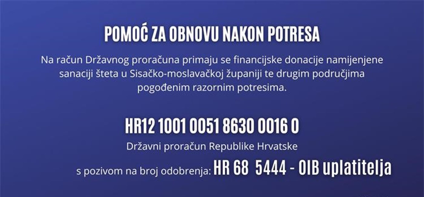 Pomoć za obnovu nakon potresa